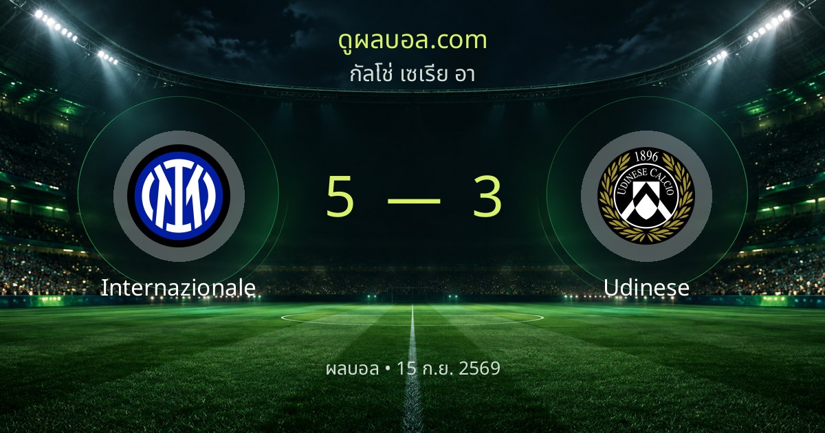 ผลบอล กัลโช่ เซเรีย อา: Internazionale 5-3 Udinese | สรุปผลการแข่งขัน