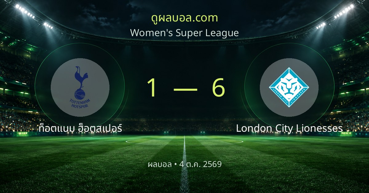 ທັອດແນມ ຮັອດສະເປີ F.C. 1-6 London City Lionesses | ສະຫຼຸບຜົນບານ