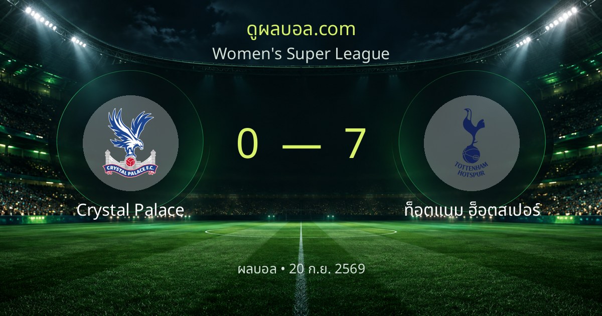 크리스털 팰리스 FC 0–7 토트넘 홋스퍼 FC | 경기 리포트