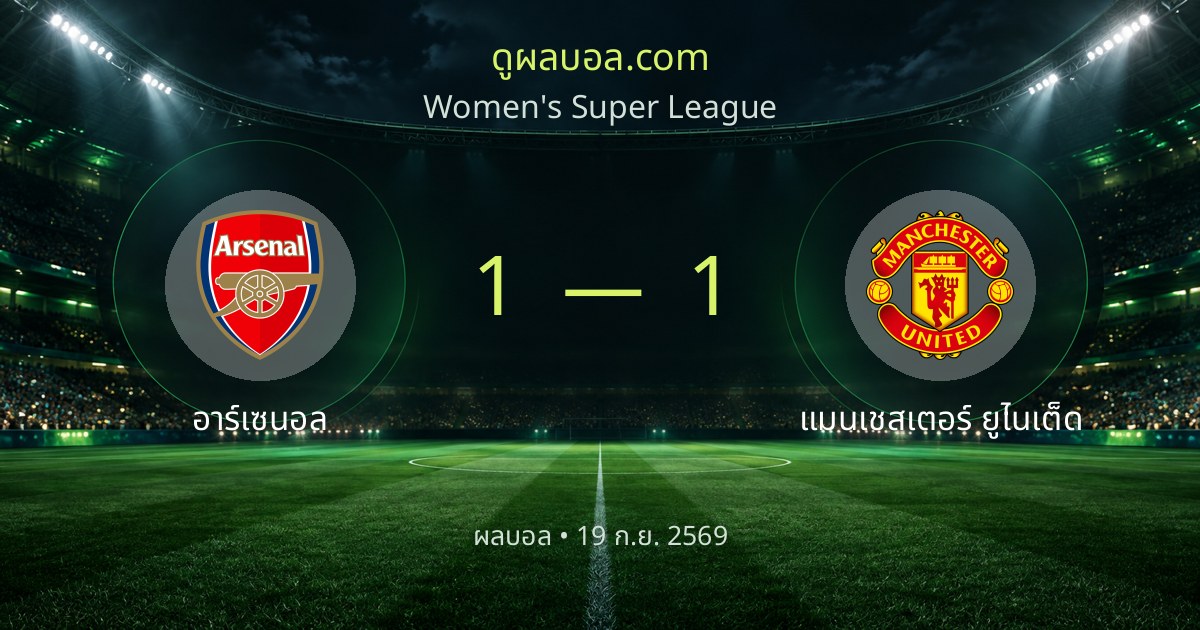 ผลบอล Women's Super League: อาร์เซนอล 1-1 แมนเชสเตอร์ ยูไนเต็ด | สรุปผลการแข่งขัน