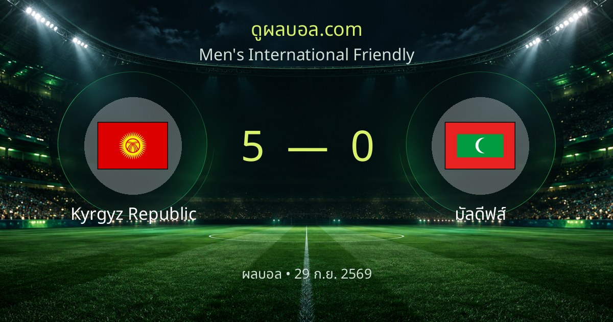 Kyrgyz Republic 5-0 ມັນດິຟ | ສະຫຼຸບຜົນບານ · 29 ກ.ຍ. 2026
